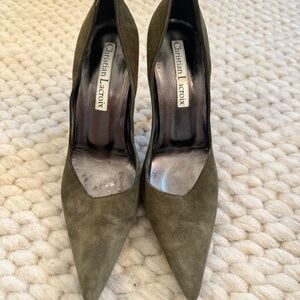 Christian Lacroix Green Suede Pointed Toe Heels